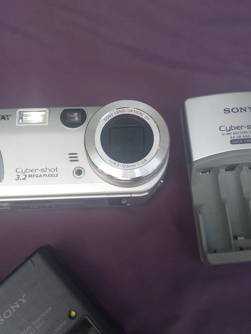 Sony Cyber-shot Silver 3.2MP Digital Camera with Chargers